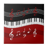 Stijlvolle rode zwarte witte pianotoetsen en notit tegeltje (Voorkant)