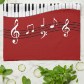 Stijlvolle rode zwarte witte pianotoetsen en notit theedoek (Gevouwen)