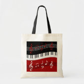 Stijlvolle rode zwarte witte pianotoetsen en notit tote bag (Voorkant)