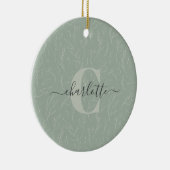 Stijlvolle Roestachtige Steek Groene Botanische Fl Keramisch Ornament (Rechts)