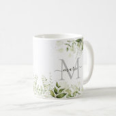 Stijlvolle Roestachtige Steek Groene Botanische Fl Koffiemok (Voorkant rechts)