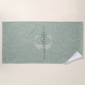 Stijlvolle Roestachtige Steek Groene Botanische Fl Strandlaken (Voorkant)