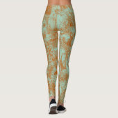 Stijlvolle roestgroene Paris Toile-ontwerp Leggings (Achterkant)