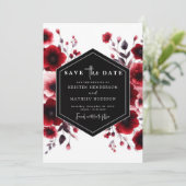 Stijlvolle Romance Crimson Red Wedding Save The Date (Staand voorkant)