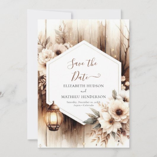 Stijlvolle Romance rustieke bruiloft Save The Date (Voorkant)
