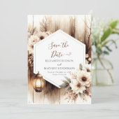 Stijlvolle Romance rustieke bruiloft Save The Date (Staand voorkant)