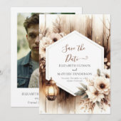 Stijlvolle Romance rustieke bruiloft Save The Date (Voorkant / Achterkant)