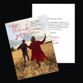 Stijlvolle romantische chique rode script kalligra bedankkaart