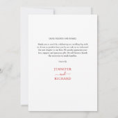 Stijlvolle romantische chique rode script kalligra bedankkaart (Achterkant)