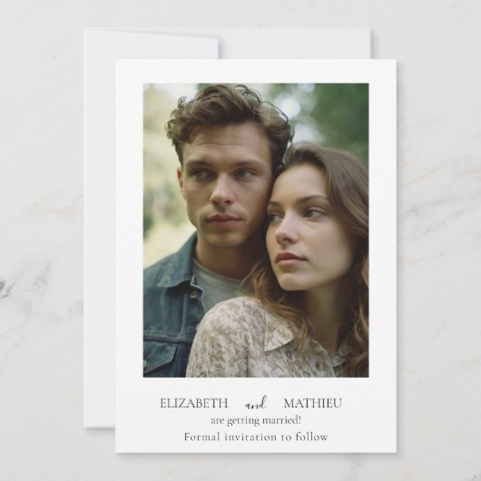 Stijlvolle romantische hemelse bruiloft save the date (Achterkant)