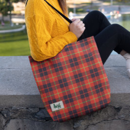 Stijlvolle rood & groen vakantie kleuren geruite s tote bag