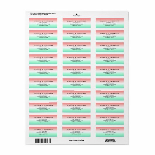 Stijlvolle Rood Groen Wit Gradient Zwart Typografi Etiket (Full Sheet)