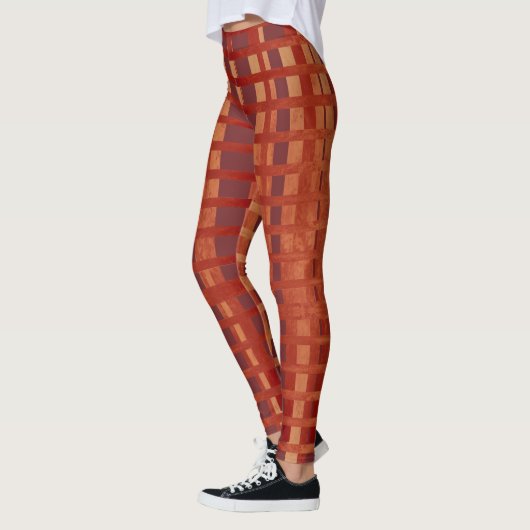 Stijlvolle rood-Oranje Ombre Plaid Pattern Leggings (Links)