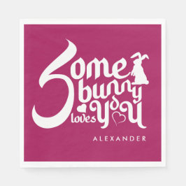 Stijlvolle rood-witte bunny pun middeleeuwse typo servet