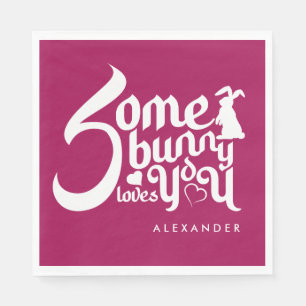 Stijlvolle rood-witte bunny pun middeleeuwse typo servet