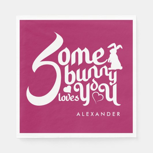 Stijlvolle rood-witte bunny pun middeleeuwse typo servet (Voorkant)