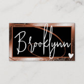 Stijlvolle roodbruin koperen Lijst hart QR-code Visitekaartje (Voorkant)