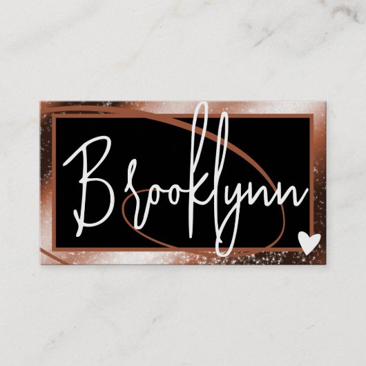 Stijlvolle roodbruin koperen Lijst hart QR-code Visitekaartje (Voorkant)