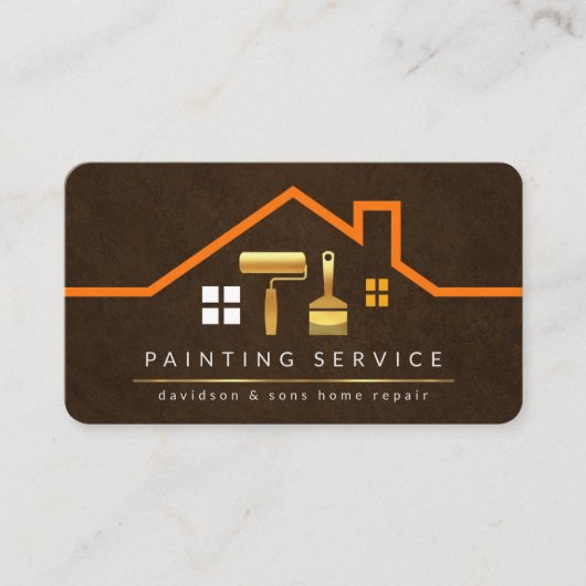 Stijlvolle Rooftop Building Gold Handyman Brush Visitekaartje (Voorkant)