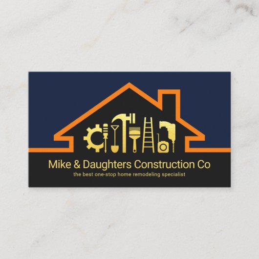 Stijlvolle Rooftop Gold Handyman Tools Visitekaartje (Voorkant)