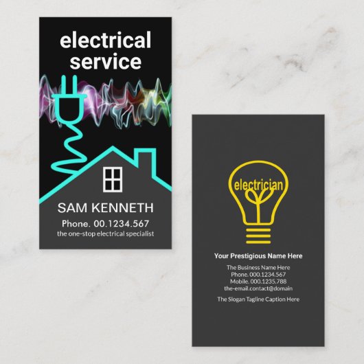 Stijlvolle Rooftop Home Electrical Lightning Circu Visitekaartje (Voorkant / Achterkant)