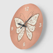 Stijlvolle Roos Gold Butterfly-wandklok Grote Klok (Hoek)