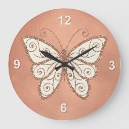 Stijlvolle Roos Gold Butterfly-wandklok Grote Klok