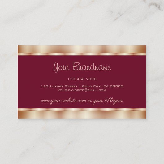 Stijlvolle Roos Gold Effects en Chic Burgundy Colo Visitekaartje (Achterkant)