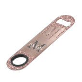 Stijlvolle Roos Gold Glitter Drips Monogrammed Speed Flessenopener (Achterkant Gekanteld)