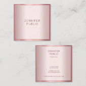 Stijlvolle Roos Goud Modern Elegant Eenvoudige Sja Vierkante Visitekaartje (Voorkant / Achterkant)