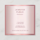 Stijlvolle Roos Goud Modern Elegant Eenvoudige Sja Vierkante Visitekaartje (Achterkant)