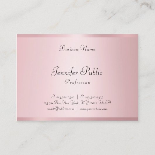 Stijlvolle Roos Goud Moderne Kalligrafie Sjabloon Visitekaartje (Achterkant)