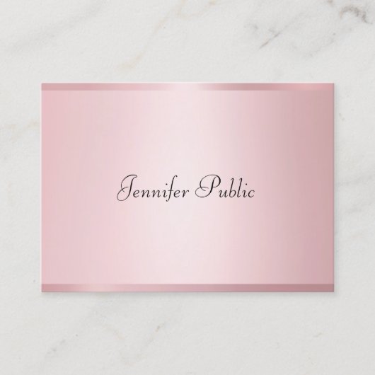 Stijlvolle Roos Goud Moderne Kalligrafie Sjabloon Visitekaartje (Voorkant)