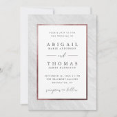 Stijlvolle Roos Goud & Wit Marmeren bruiloft Kaart (Voorkant)