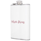 Stijlvolle Roos gouden kalligrafie naam wit Heupfles (Links)