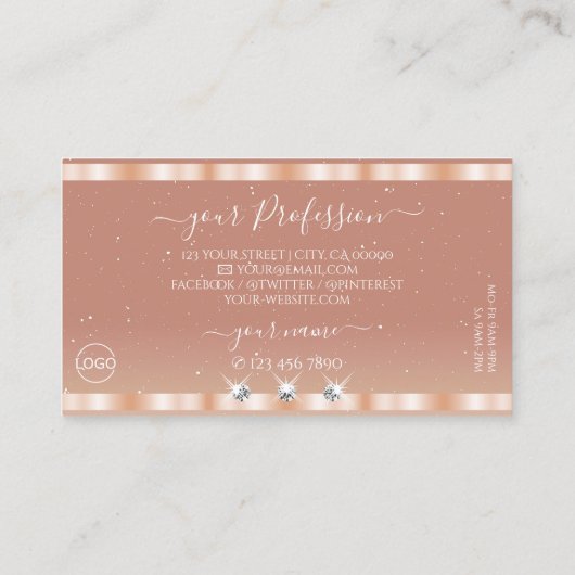 Stijlvolle Roos koraal sparkle juwelen toevoegen L Visitekaartje (Achterkant)