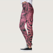 Stijlvolle roos roze palmboom verlaat patroontrend leggings (Links)