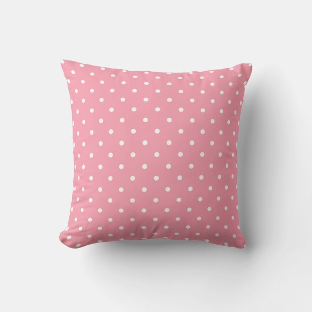 Stijlvolle Roos Roze Wit Polka Dot Trendy Sjabloon Kussen (Voorkant)