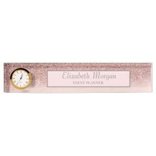 Stijlvolle Rose Gouden Glitter Bokeh Ombre, Frame Naambordje