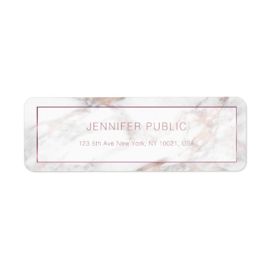 Stijlvolle Rosegold Marble Sjabloon retouradres Etiket (Voorkant)