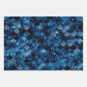 Stijlvolle Royal Blue Dragon & Mermaid Scales Glit Inpakpapier Vel (Voorkant)