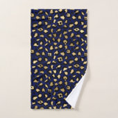 Stijlvolle Royal Blue en Gold Foil Leopard Spots Bad Handdoek (Handdoek)
