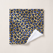 Stijlvolle Royal Blue en Gold Foil Leopard Spots Bad Handdoek (Wasdoekje)