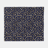 Stijlvolle Royal Blue en Gold Foil Leopard Spots Fleece Deken (Voorkant (Horizontaal))