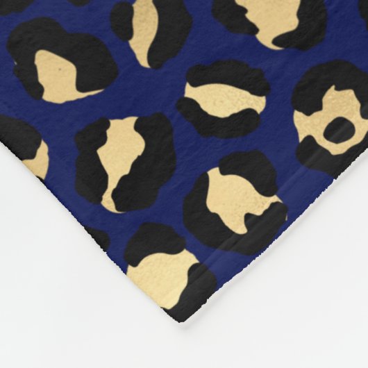 Stijlvolle Royal Blue en Gold Foil Leopard Spots Fleece Deken (Hoek)