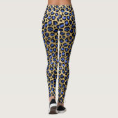 Stijlvolle Royal Blue en Gold Foil Leopard Spots Leggings (Achterkant)