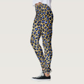 Stijlvolle Royal Blue en Gold Foil Leopard Spots Leggings (Links)