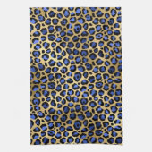 Stijlvolle Royal Blue en Gold Foil Leopard Spots Theedoek (Verticaal)