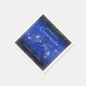 Stijlvolle Royal Blue Silver Glitter Gown Quinceañ Servet (Hoek)