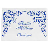 Stijlvolle Royal Blue Swirls Groot Cadeauzakje (Achterkant)